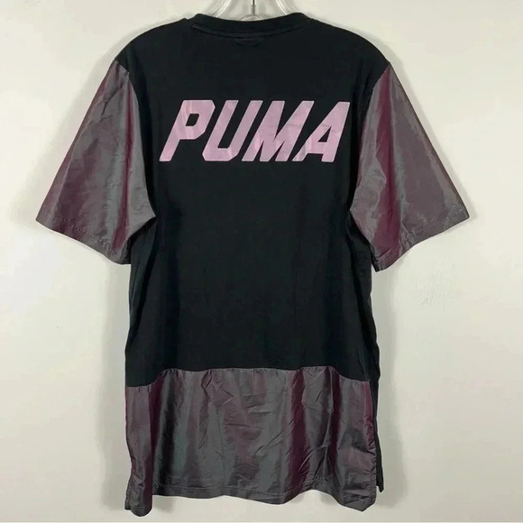 Puma Shirt Mens Black Purple Logo Short  Sleeve Athletic T- Shirt Colorblock L - Picture 3 of 8